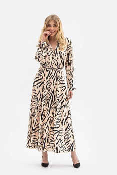 Сукня напівприталеного силуету з трапецієподібною спідницею бежевого кольору Таірія