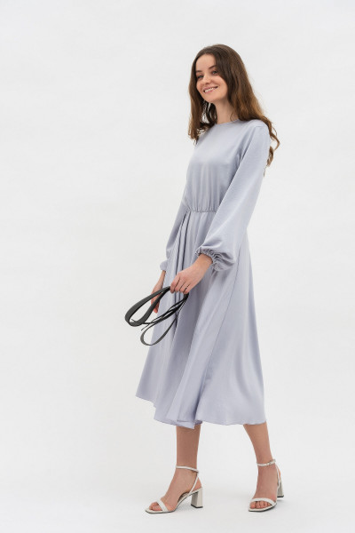 Довга жіноча сукня з мокрого шовку сірого відтінку Арне 01