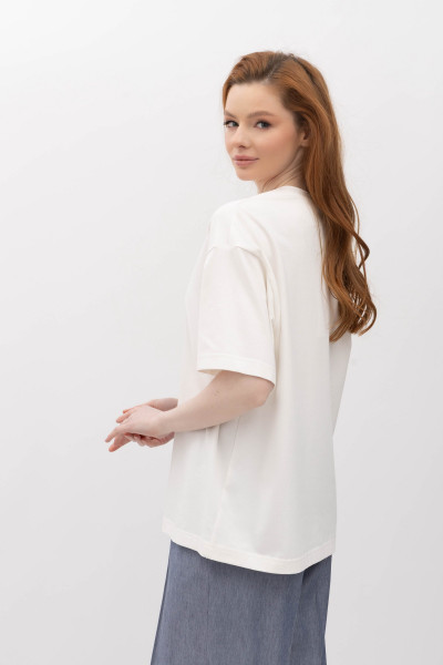 Футболка трикотажна  з круглою горловиною молочного кольору Мірана 12