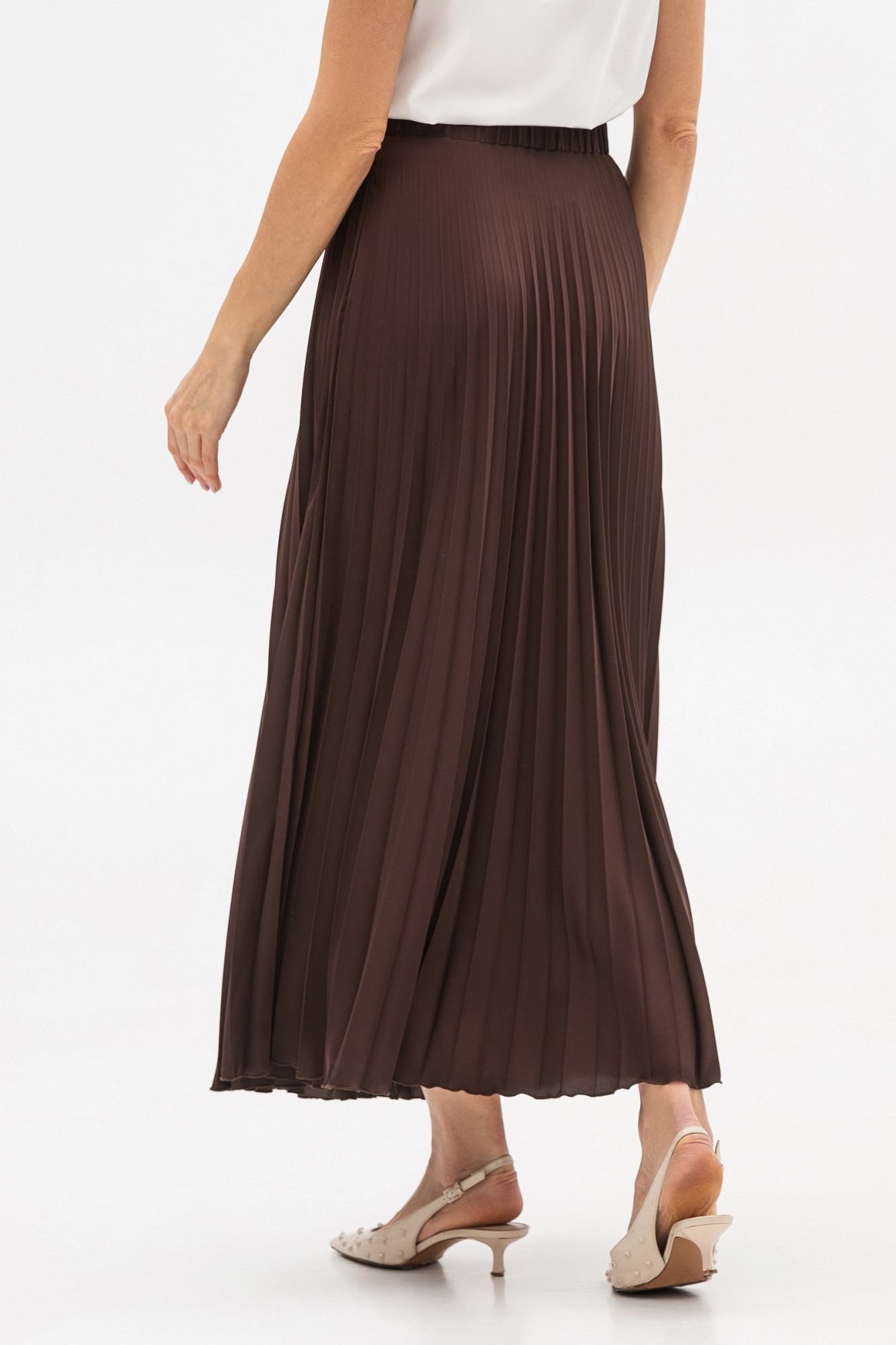Спідниця гофре коричневого кольору Теріл 008