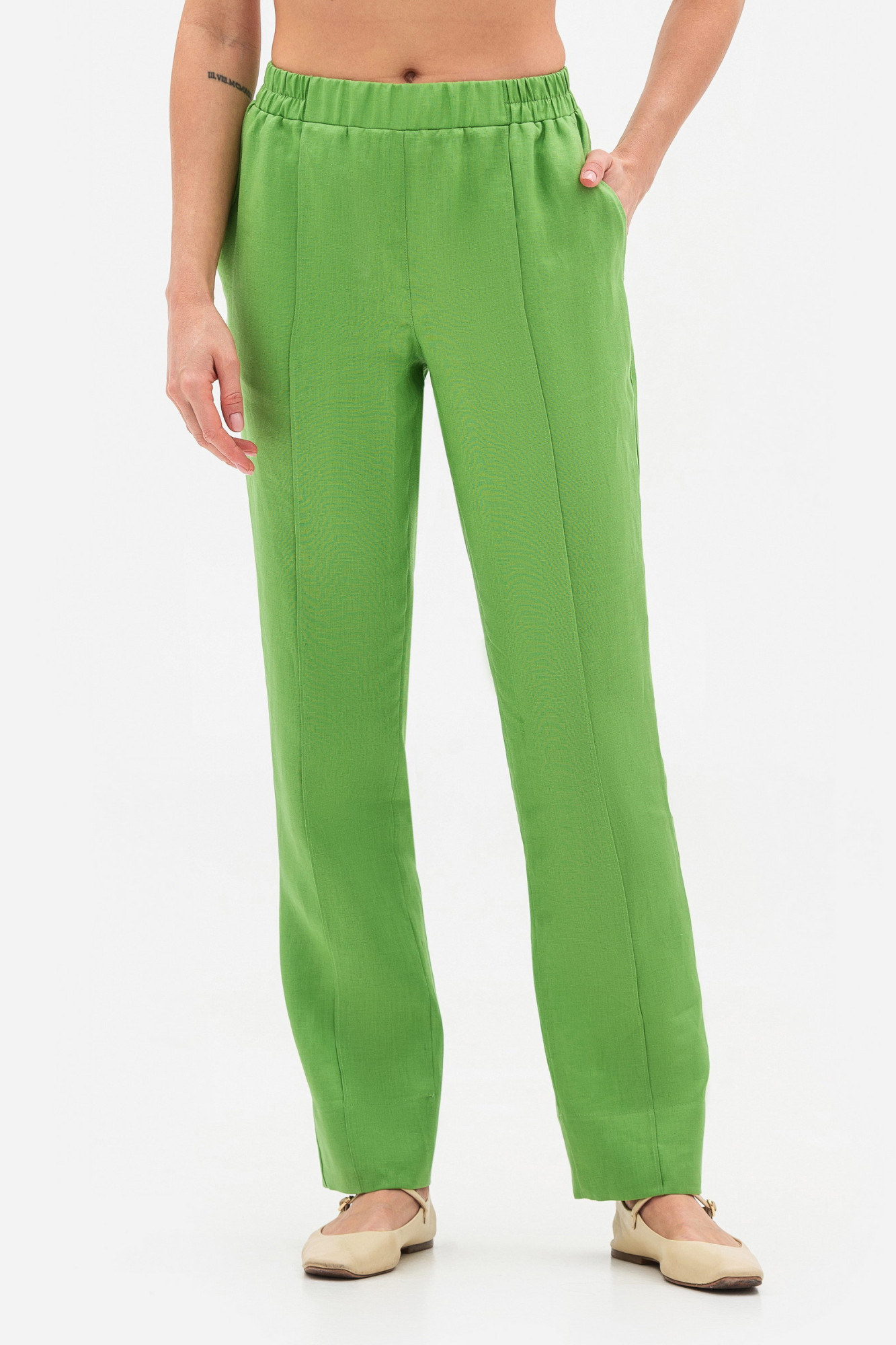 Лляні брюки зеленого кольору Топал 02