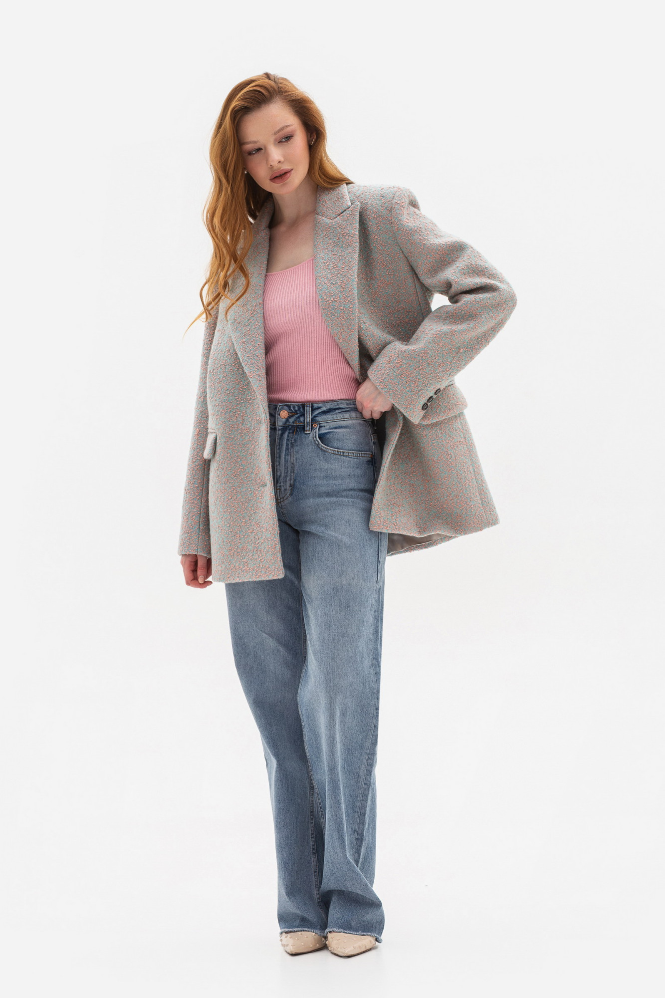 Жакет oversize з вовною блакитного кольору Ємісія 01