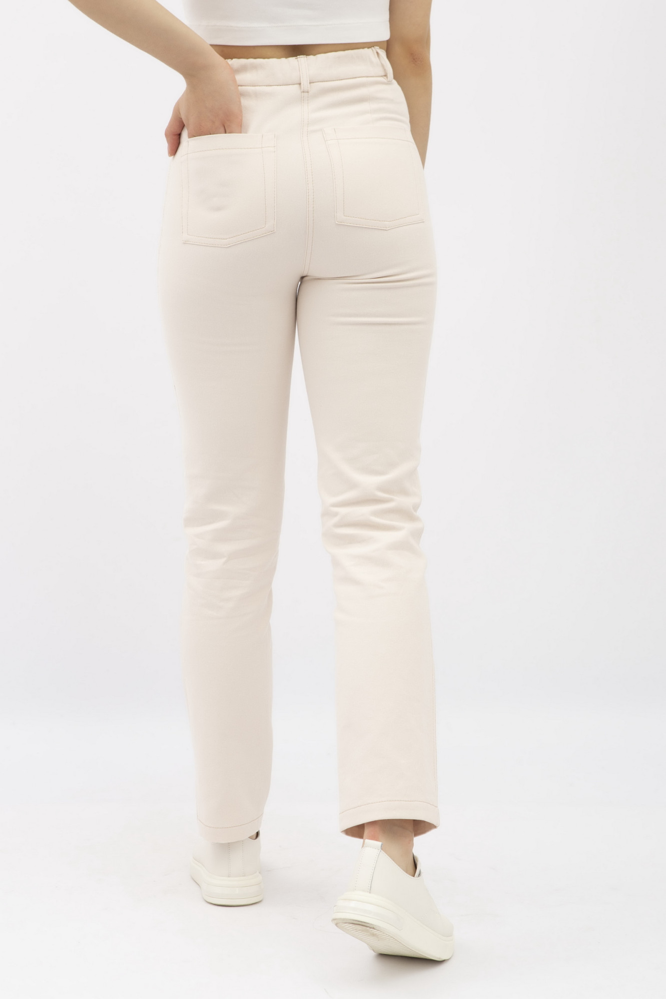 Бежеві штани в стилі денім з котону Сторі 04