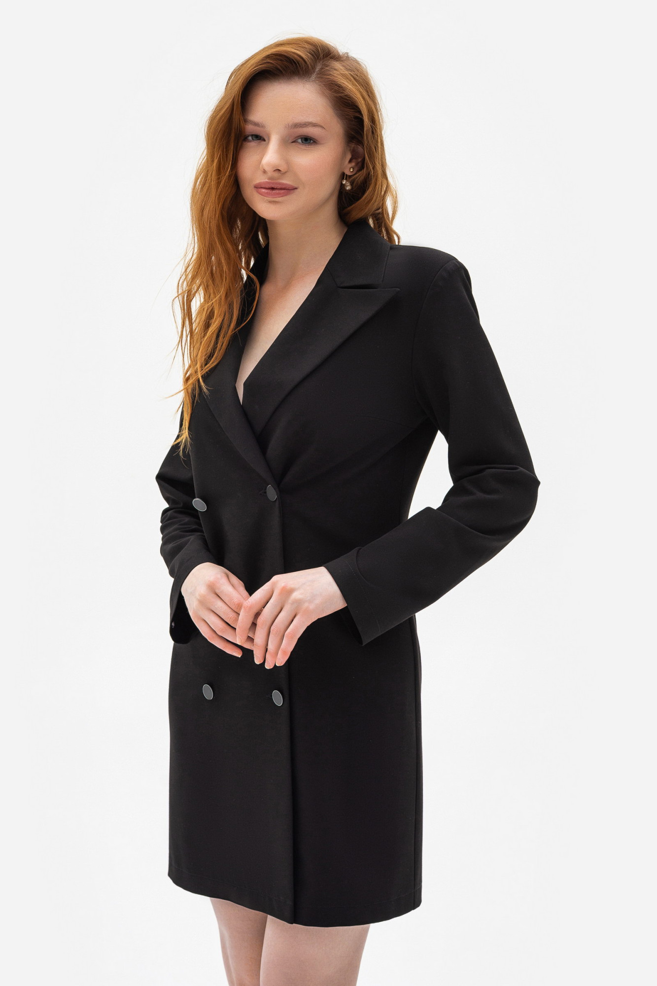 Сукня-жакет міні двобортна чорного кольору Тіарія