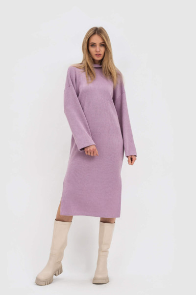 Трикотажна сукня з декором по спинці бузкового відтінку Сєгон