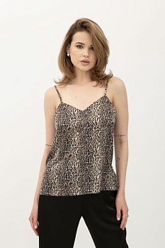 Майка жіноча шовкова коричнева на бретелях Шайна 3