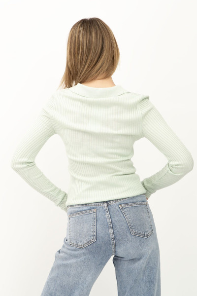 Жіночий джемпер зелений з коміром поло №31