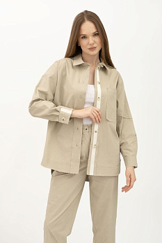 Сорочка з котону вільного силуету бежевого кольру Сабель 01