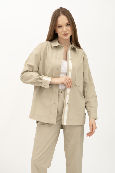 Сорочка з котону вільного силуету бежевого кольру Сабель 01