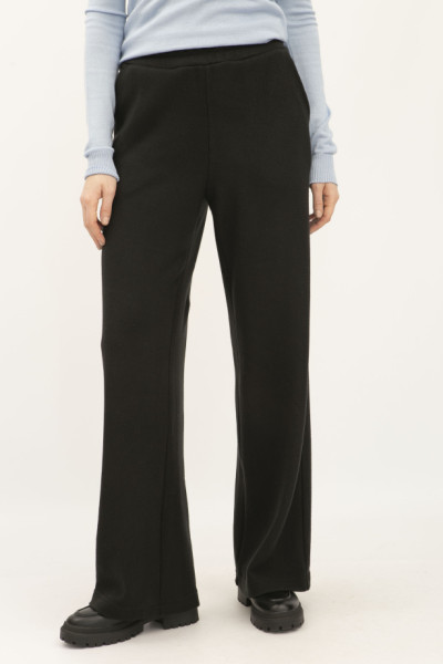 Прямі брюки з трикотажу чорного кольору Леура