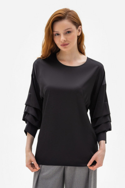 Шовкова блуза чорного  кольору Міджи 205