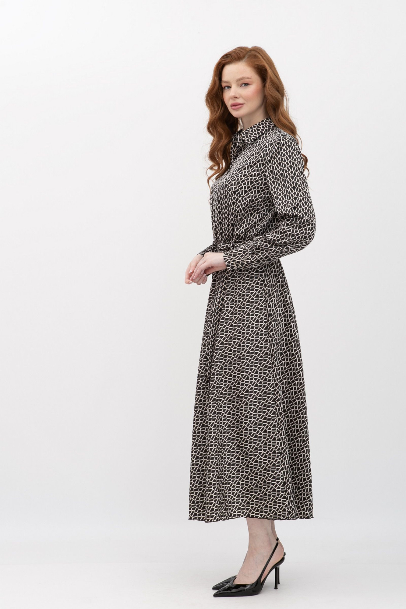 Сукня міді вільного силуету з шовку Тарті 03