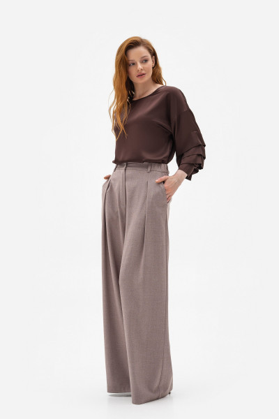Шовкова блуза коричневого  кольору Міджи 201