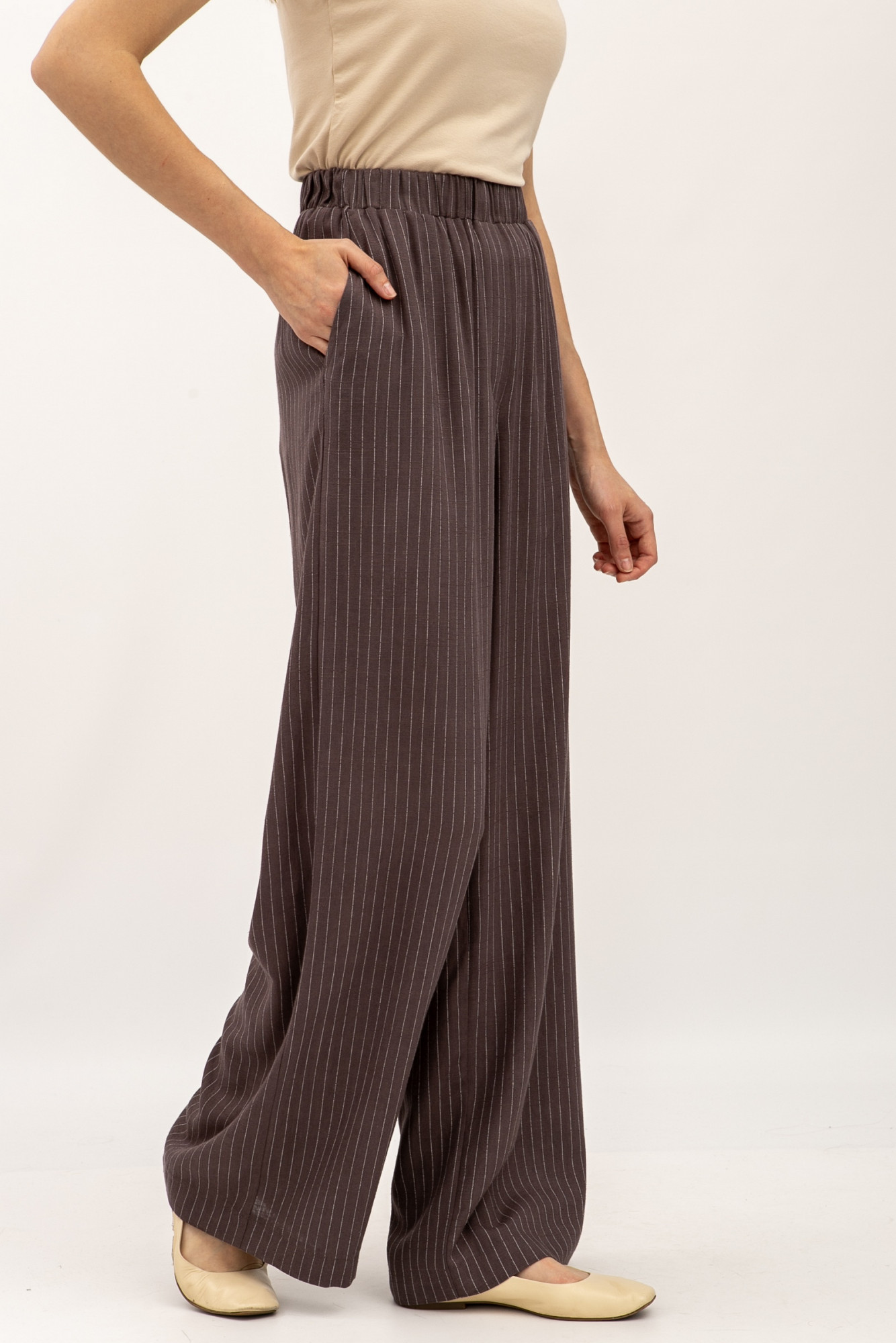Брюки силуету палаццо коричневого кольору Ліліна