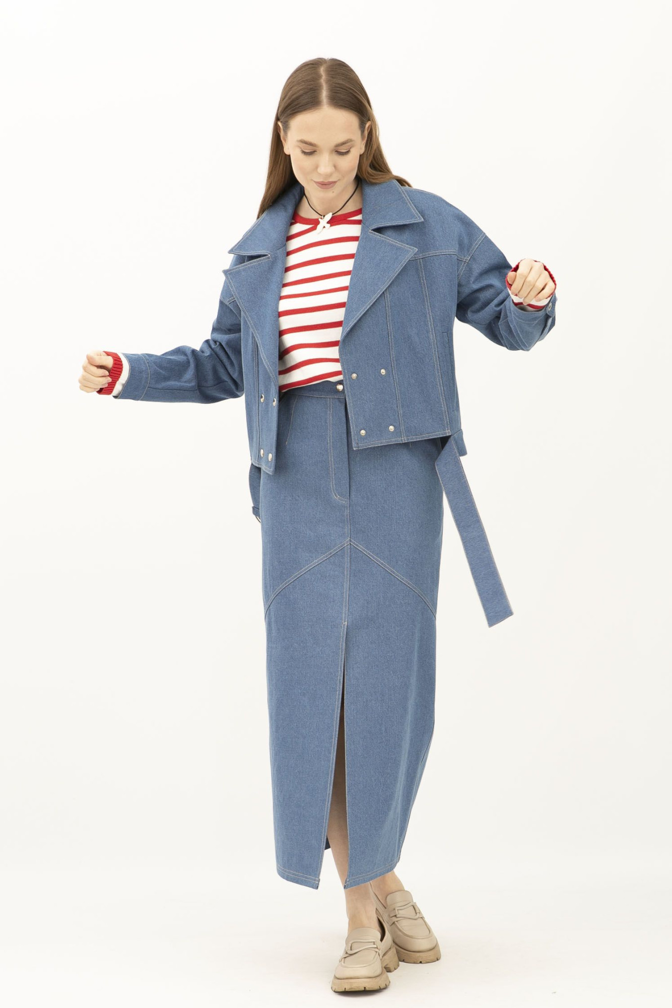 Спідниця міді денім синього кольору Адагер 1