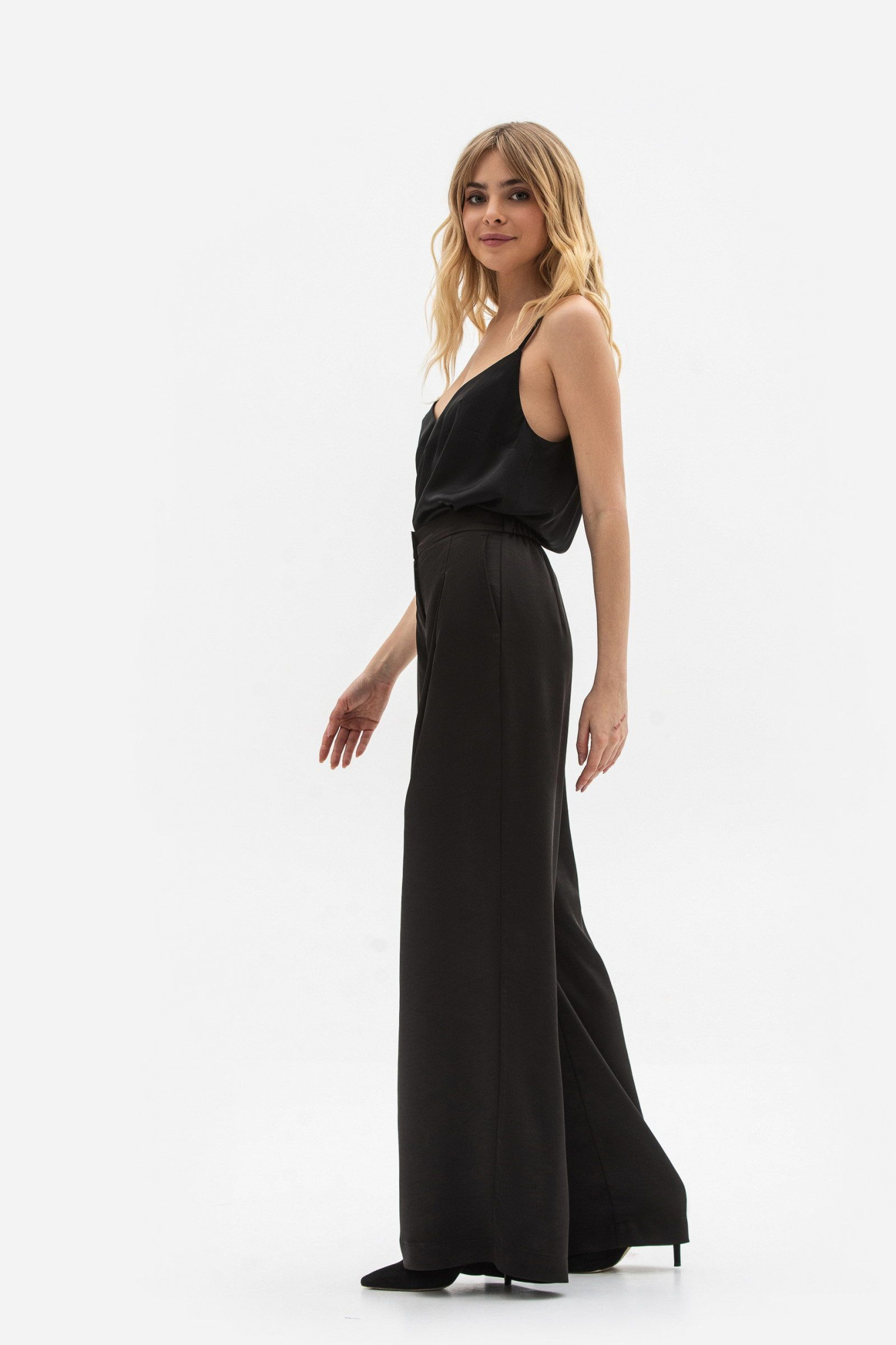 Широкі брюки палаццо чорного кольору Ясена