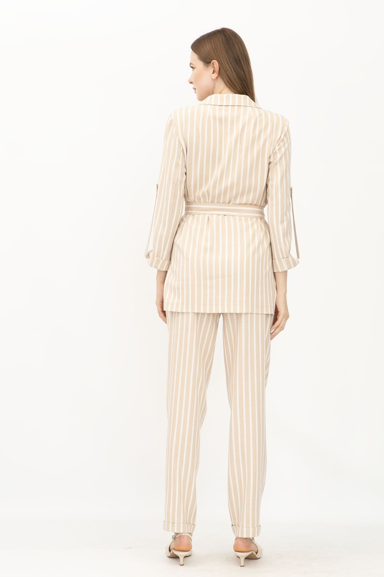 Костюм з льону бежевий жакет та брюки Данді 11