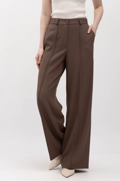 Лляні брюки зі стрілками коричневого кольору Неля