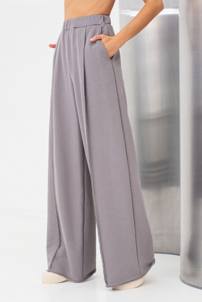 Брюки палаццо трикотажні сірі Елісса 01 Брюки палаццо трикотажні сірі Елісса 01