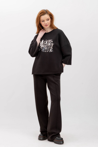 Брюки трикотажні прямі чорного кольору Солюс 02