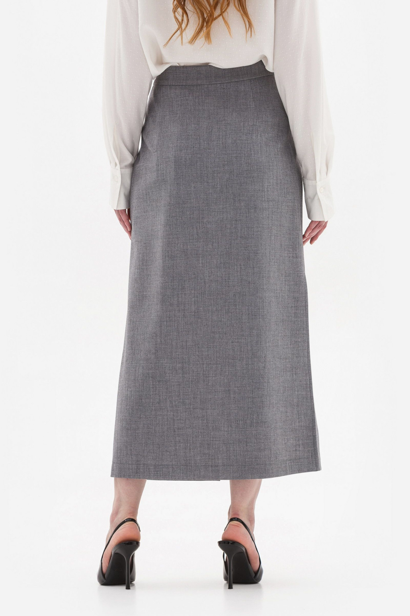 Спідниця-міді на запах сірого кольору Зірена