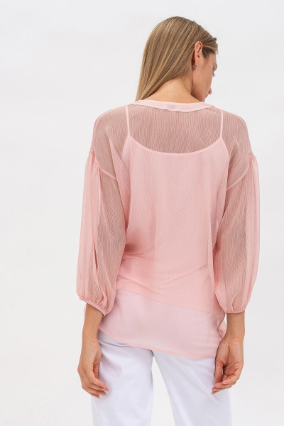 Вільна жіноча блуза із шифону рожевого відтінку Лейла