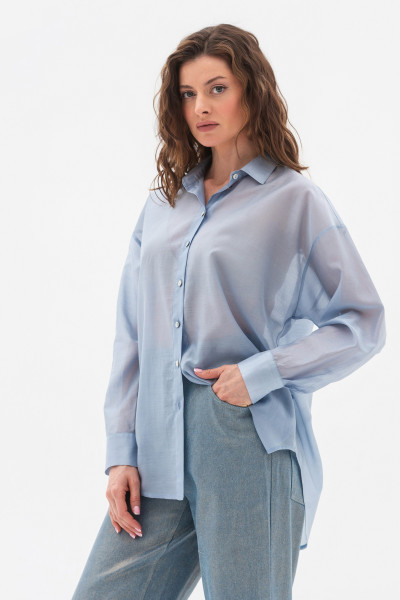 Блуза сорочка блакитного кольору Далена 01