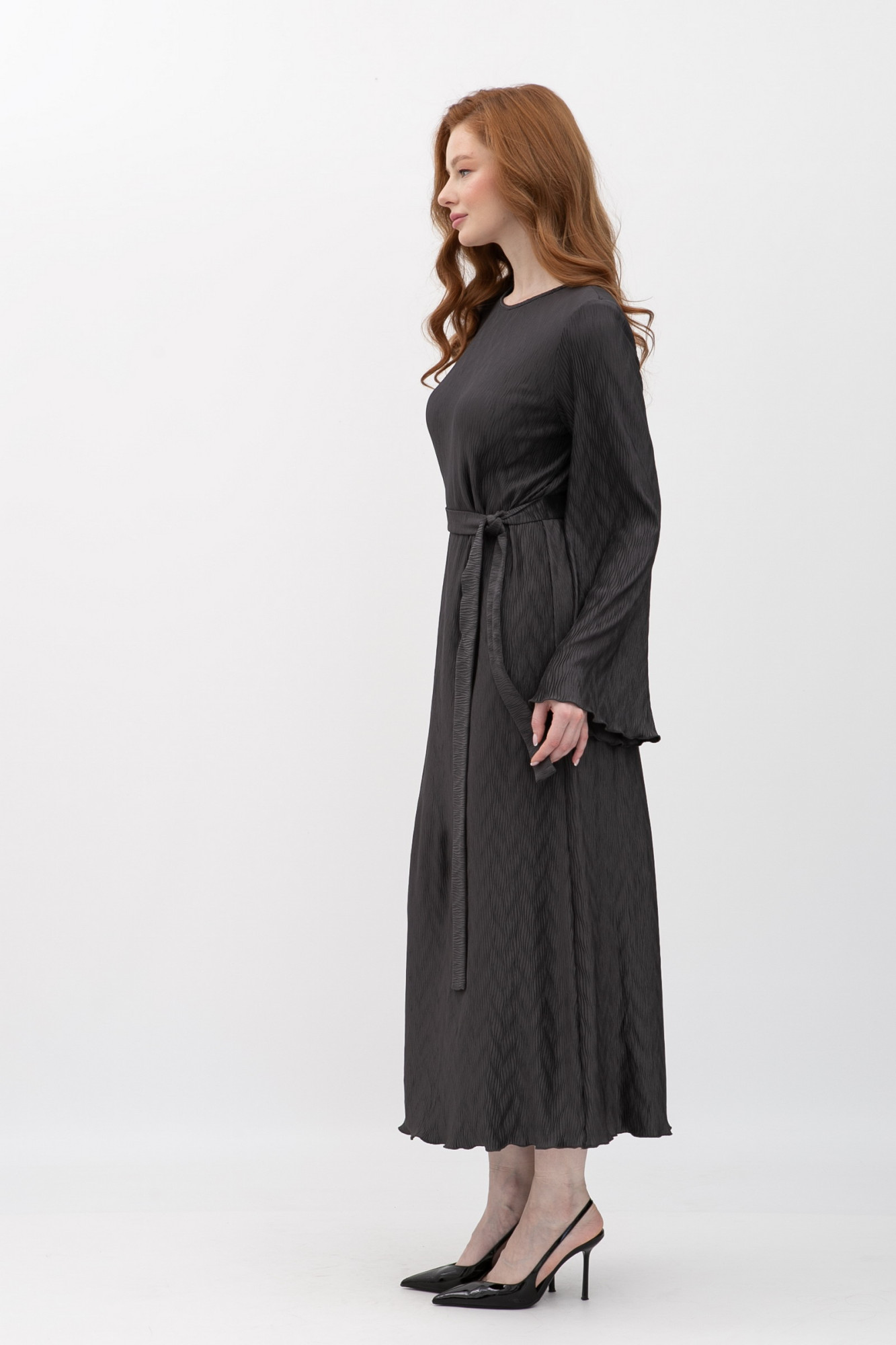 Шифонова сукня кольору графіт Сандал 01