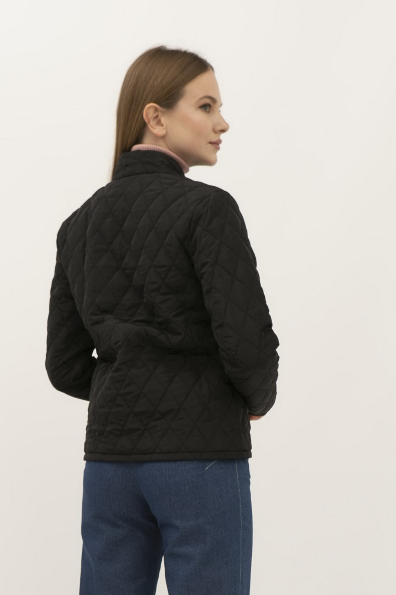 Куртка зі стьобаної тканини чоного кольору Астея 03