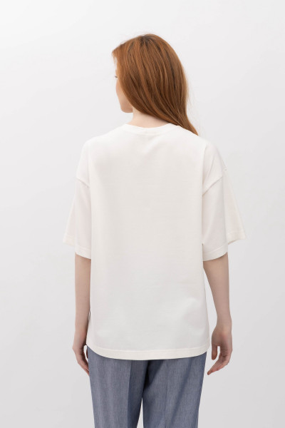 Футболка трикотажна  з круглою горловиною молочного кольору Мірана 12