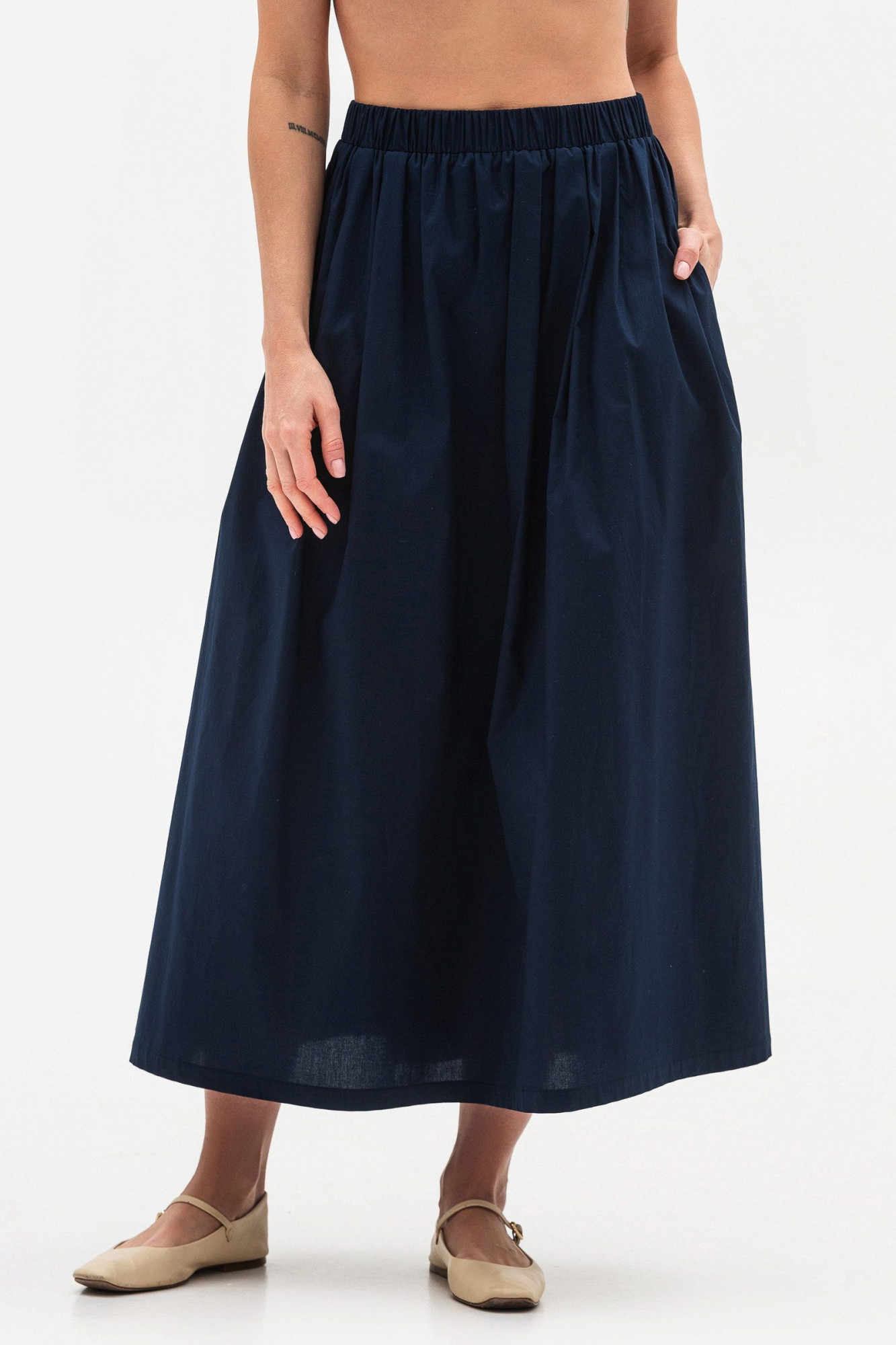 Спідниця силуету трапеція синього кольору Ріалія