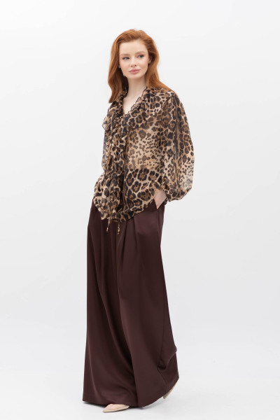 Шовкові брюки палаццо коричневого кольору Бланш 001