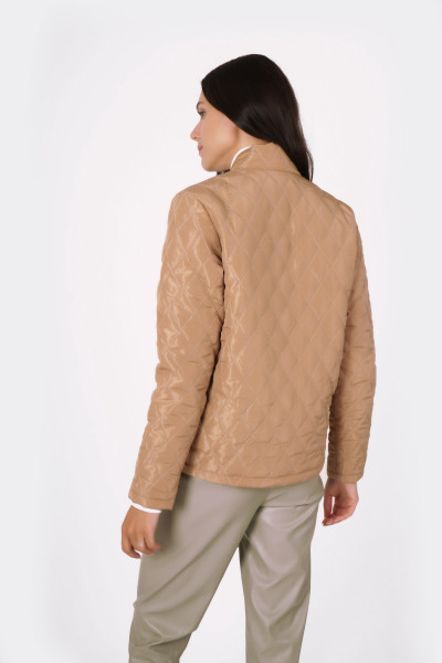 Стильна жіноча куртка зі стьобаної тканини молочного відтінку Астея 02