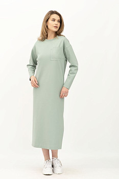Трикотажна оверсайз сукня зеленого  кольору довжиною за коліно Міото 13