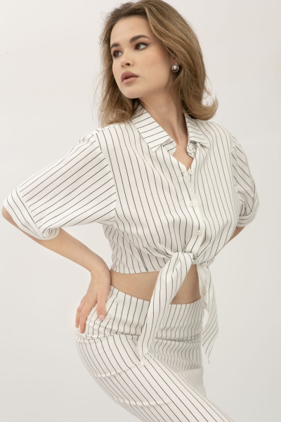 Костюм з льону блуза та спідниця у вертикальну смужку Онекс 12