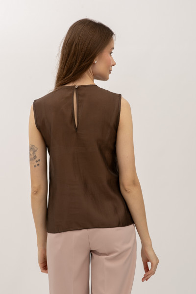 Літня блуза прямого крою без рукавів коричневого кольору Гріджи 11