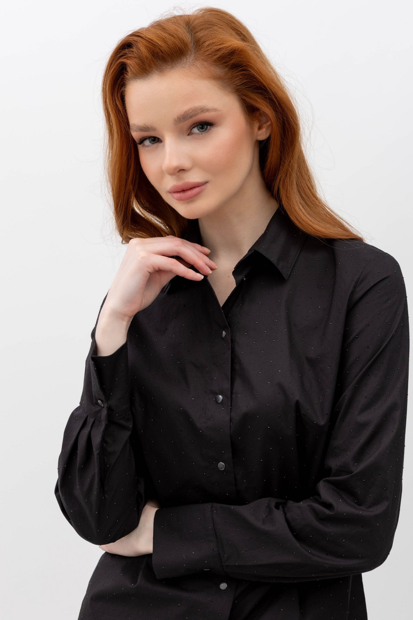 Класична котонова блуза чорного кольору Тенат 11