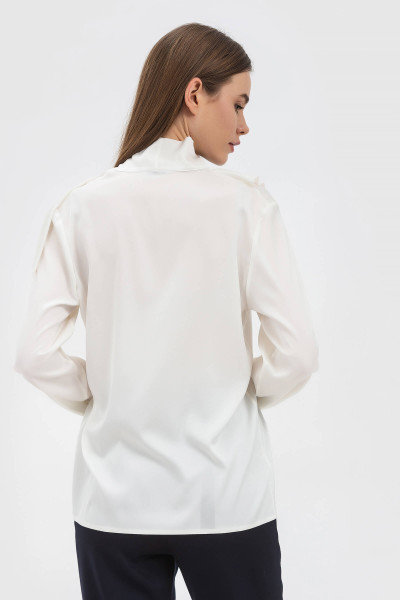 Жіноча молочна блуза з шифону прямого силуету Флуро 01