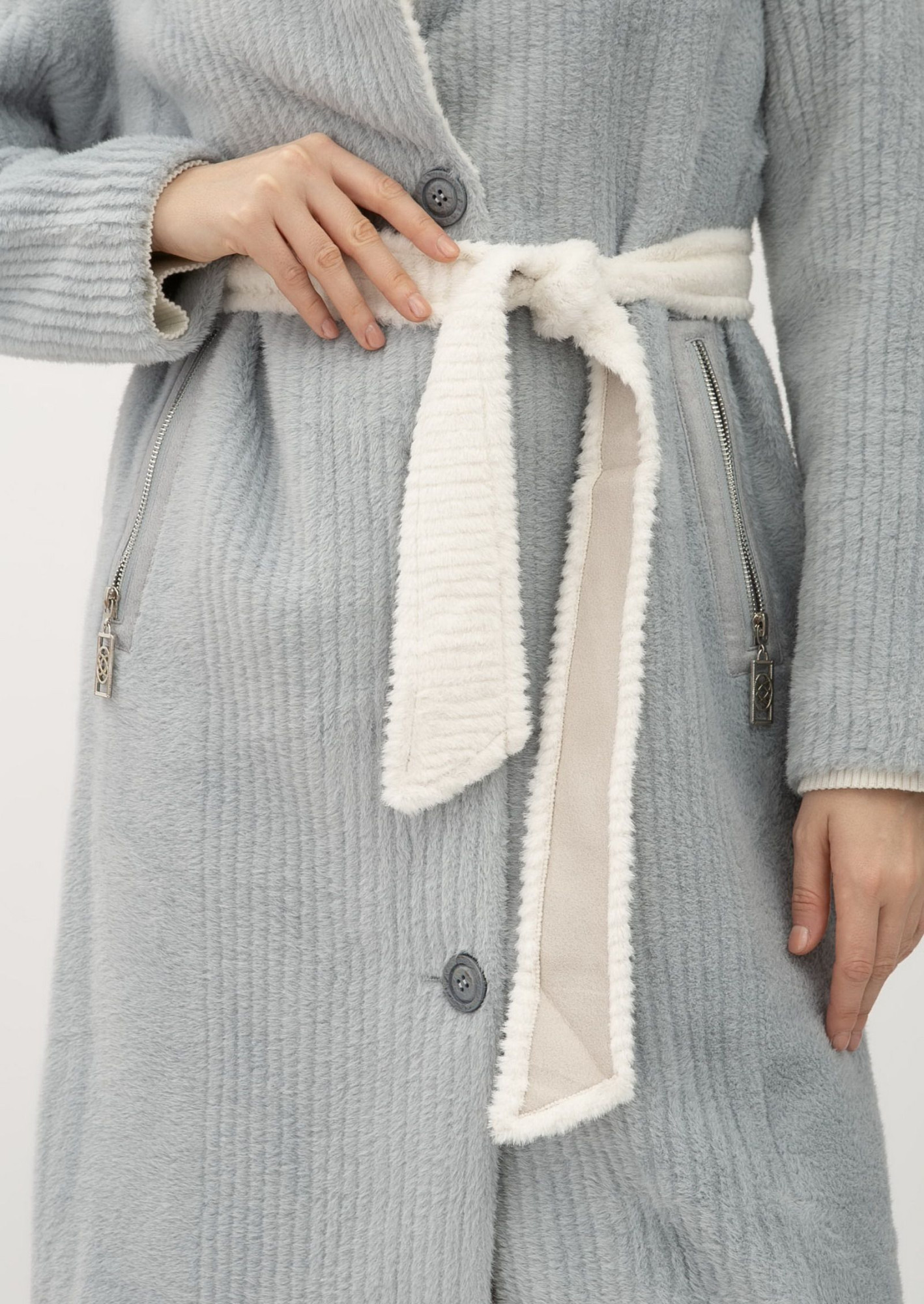 Двостороннє пальто однобортне блакитного кольору 24107300