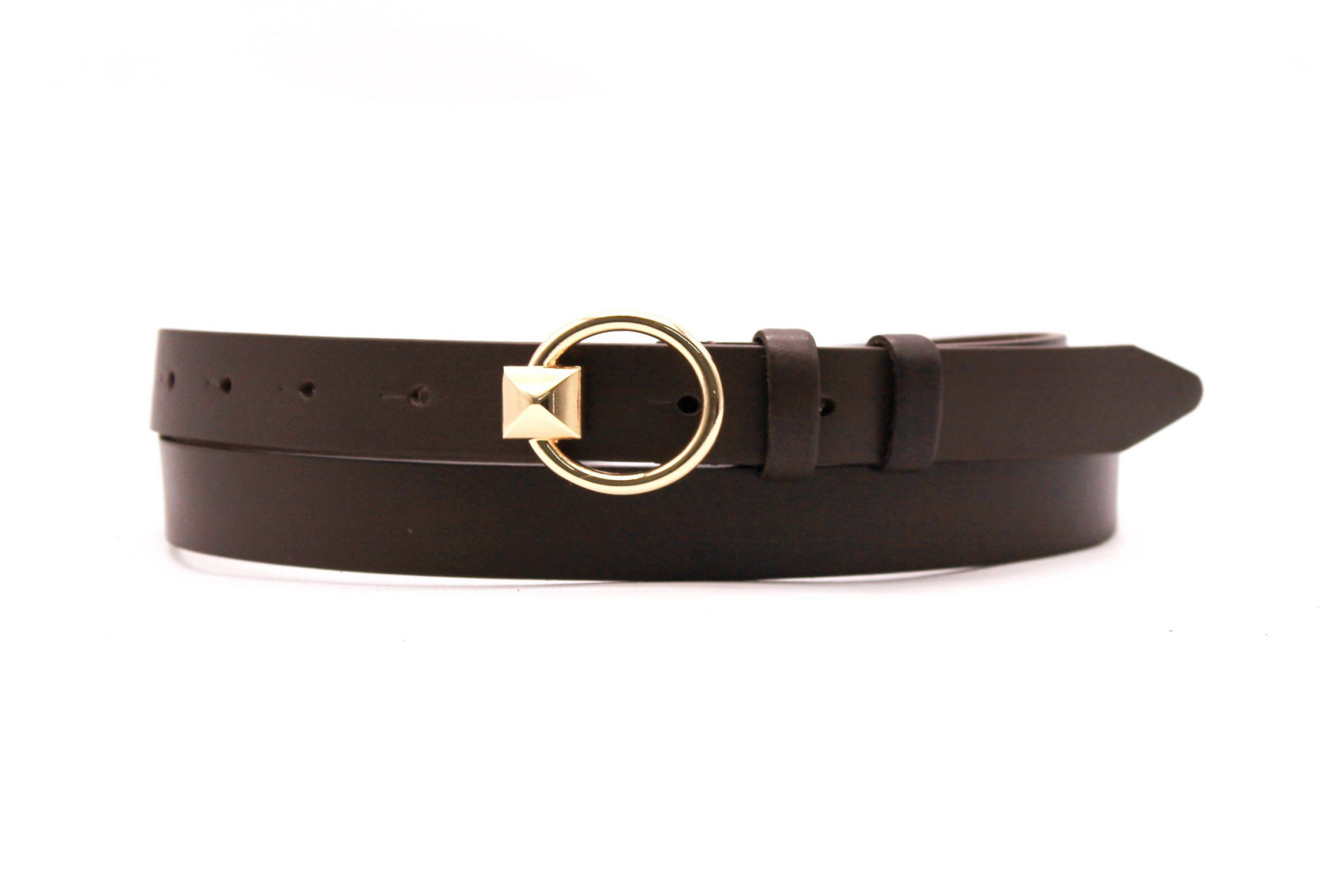 Ремінь жіночий з натуральної цільної шкіри шоколадного кольору 525/122