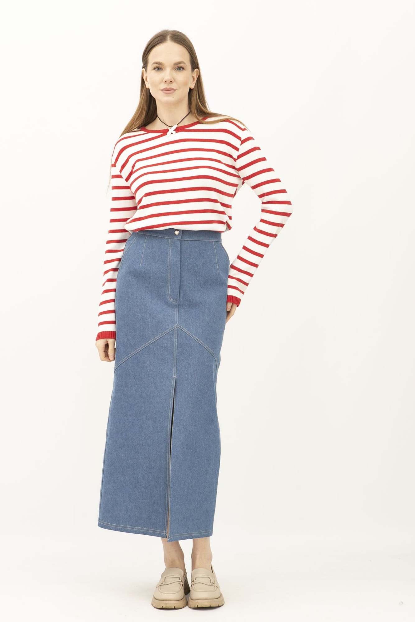 Спідниця міді денім синього кольору Адагер 1