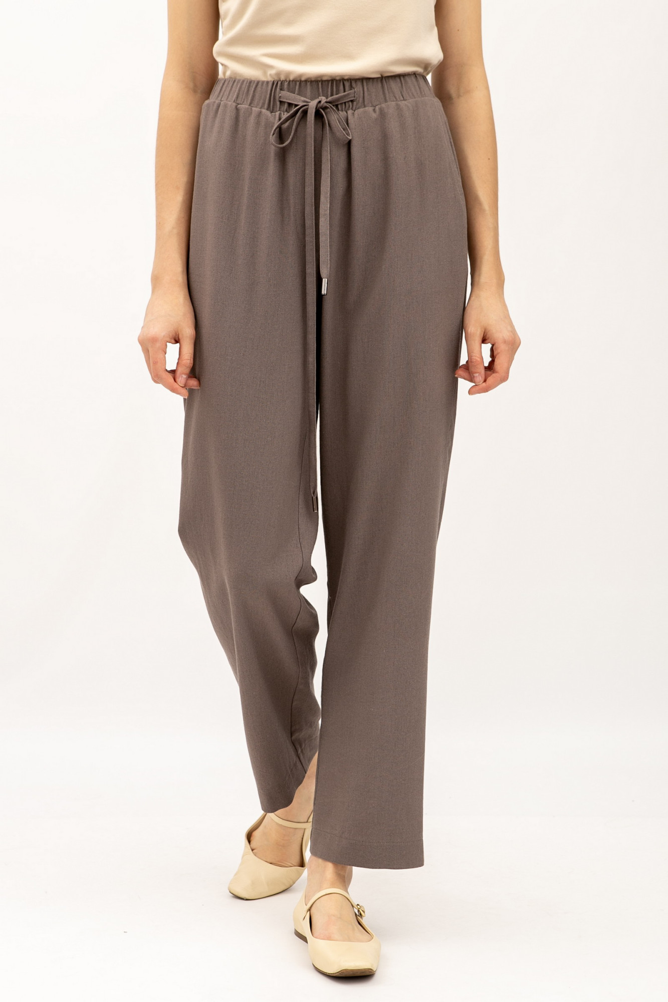 Літні брюки вільного крою коричневого кольору Норіка 01