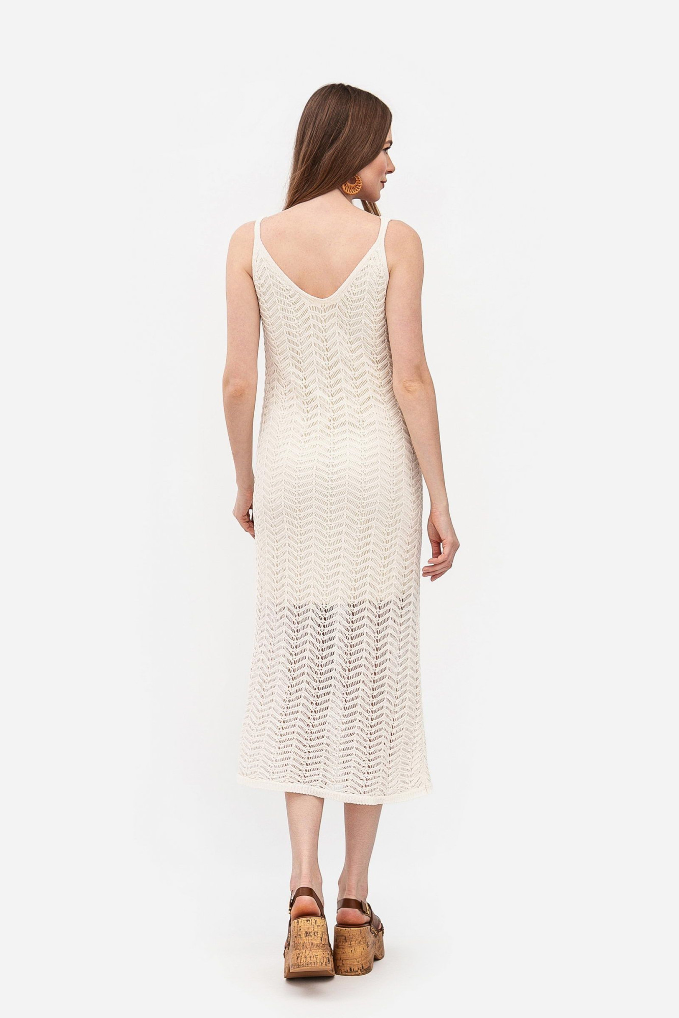 В'язаний трикотажний сарафан молочного  кольору 25101601