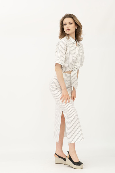 Костюм з льону блуза та спідниця у вертикальну смужку Онекс 12