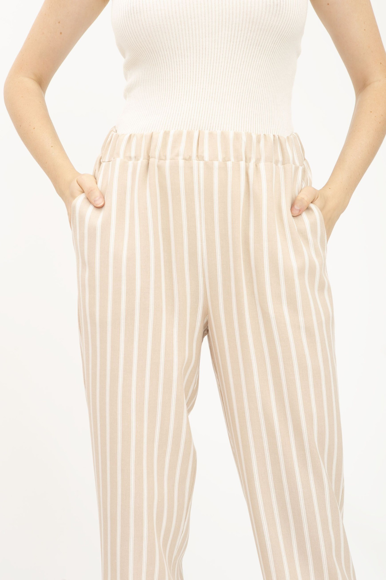 Костюм з льону бежевий жакет та брюки Данді 11