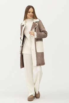 Двостороннє пальто однобортне  кольору капучино 24107303