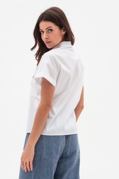 Бавовняна біла блуза з коротким рукавом Трікет