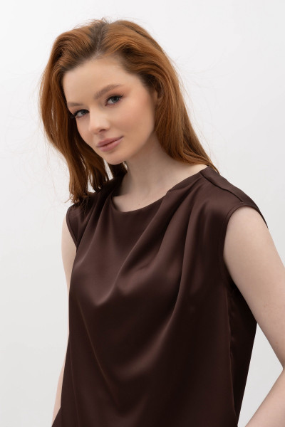 Шовкова блуза коричневого кольору Розіні