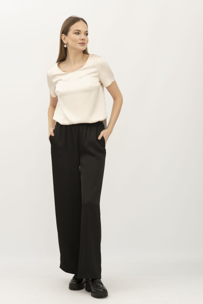 Вільні штани із сатину на резинці чорного кольору Ріяз 701