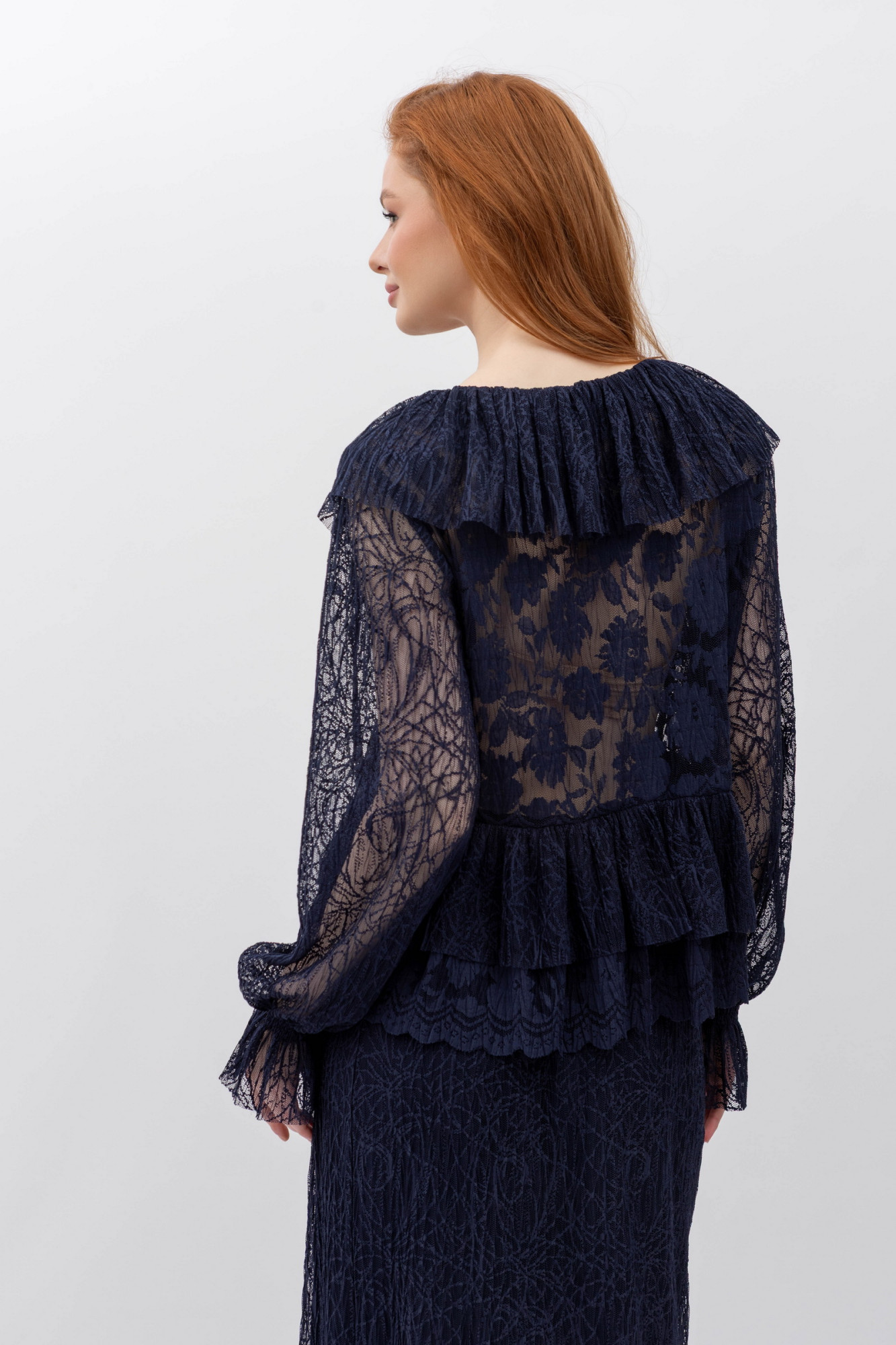 Блуза вільного силуету з мережива Альпія